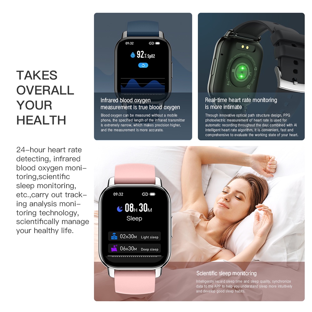 【Stock malaisie 】 SKMEI montre intelligente étanche avec appel Bluetooth Mini montre intelligente pression sang oxygène surveillance du sommeil_voghion.com