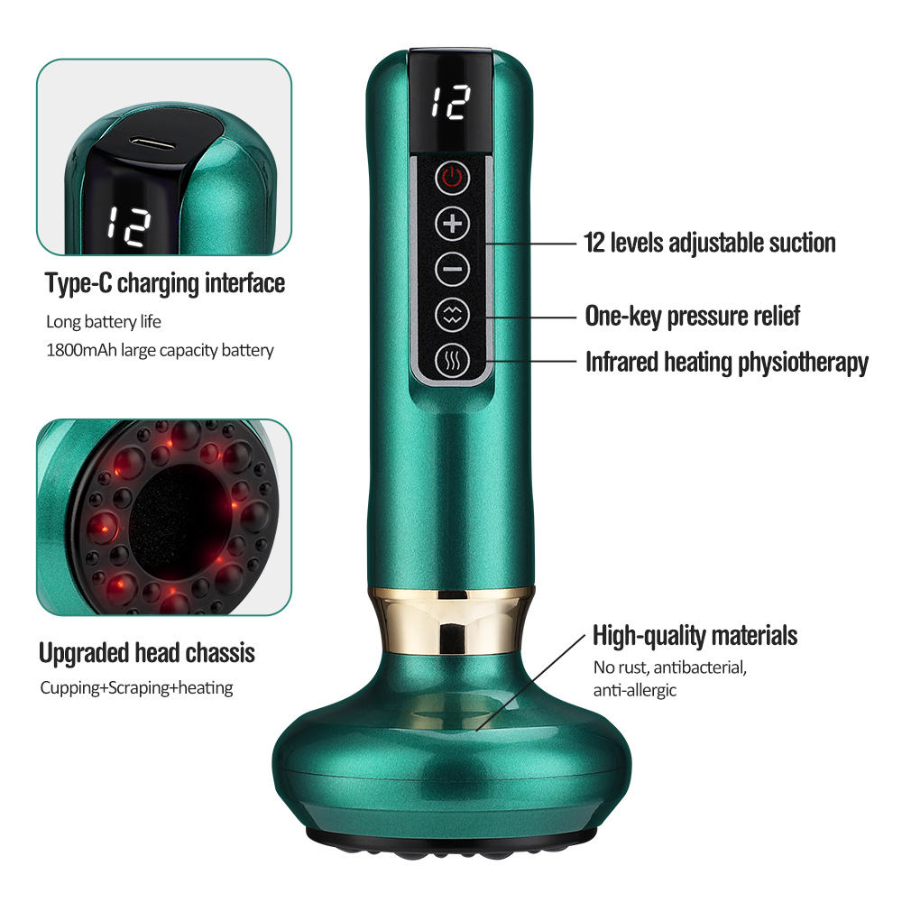 Elektrisk Cupping Massager Vakuum Sugekop GuaSha Anti Cellulite Skønhed Sundhed Skrabning Infrarød Varme Slankemassage_voghion.com