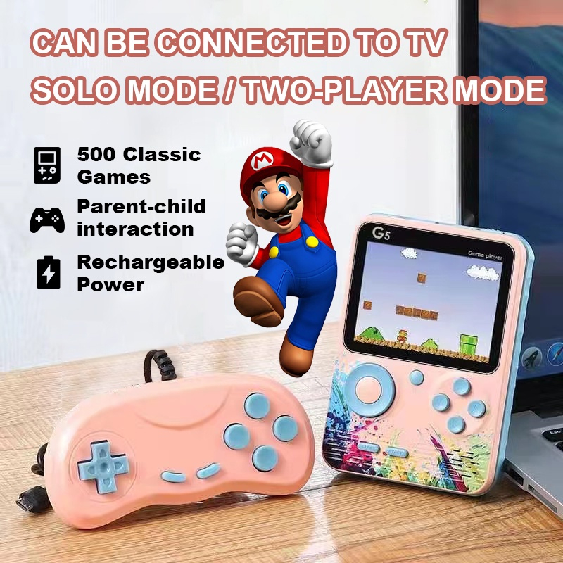 2023 New Gameboy 500 Retro Console Colorful Super Mario Game Player 3 inches screen Games_voghion.com