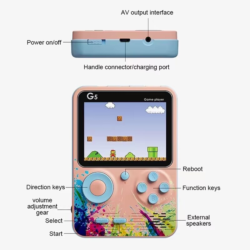 2023 New Gameboy 500 Retro Console Colorful Super Mario Game Player 3 inches screen Games_voghion.com