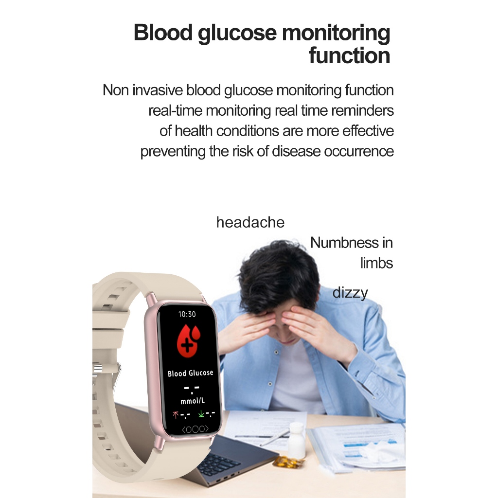 2023 Nuovo TK72 Smart Watch 1.47 "Schermo Fiess Tracker Glucosio Frequenza cardiaca Ossigeno nel sangue Monitoraggio del sonno Orologi per uomo_voghion.com