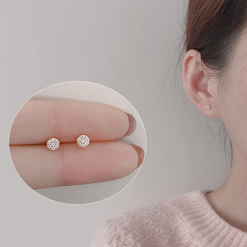 Pendientes de aro de circonita cúbica para mujer, aretes pequeños, hipoalergénicos, 14K, accesorios de joyería_voghion.com
