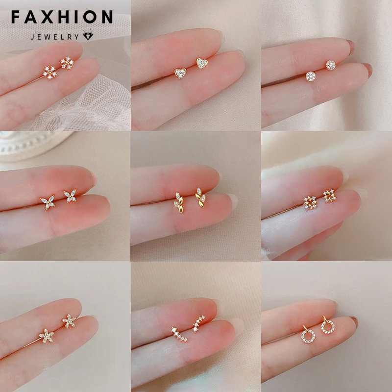 Pendientes de aro de circonita cúbica para mujer, aretes pequeños, hipoalergénicos, 14K, accesorios de joyería_voghion.com